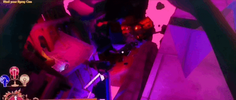 Animated image of lights flickering in a game scene