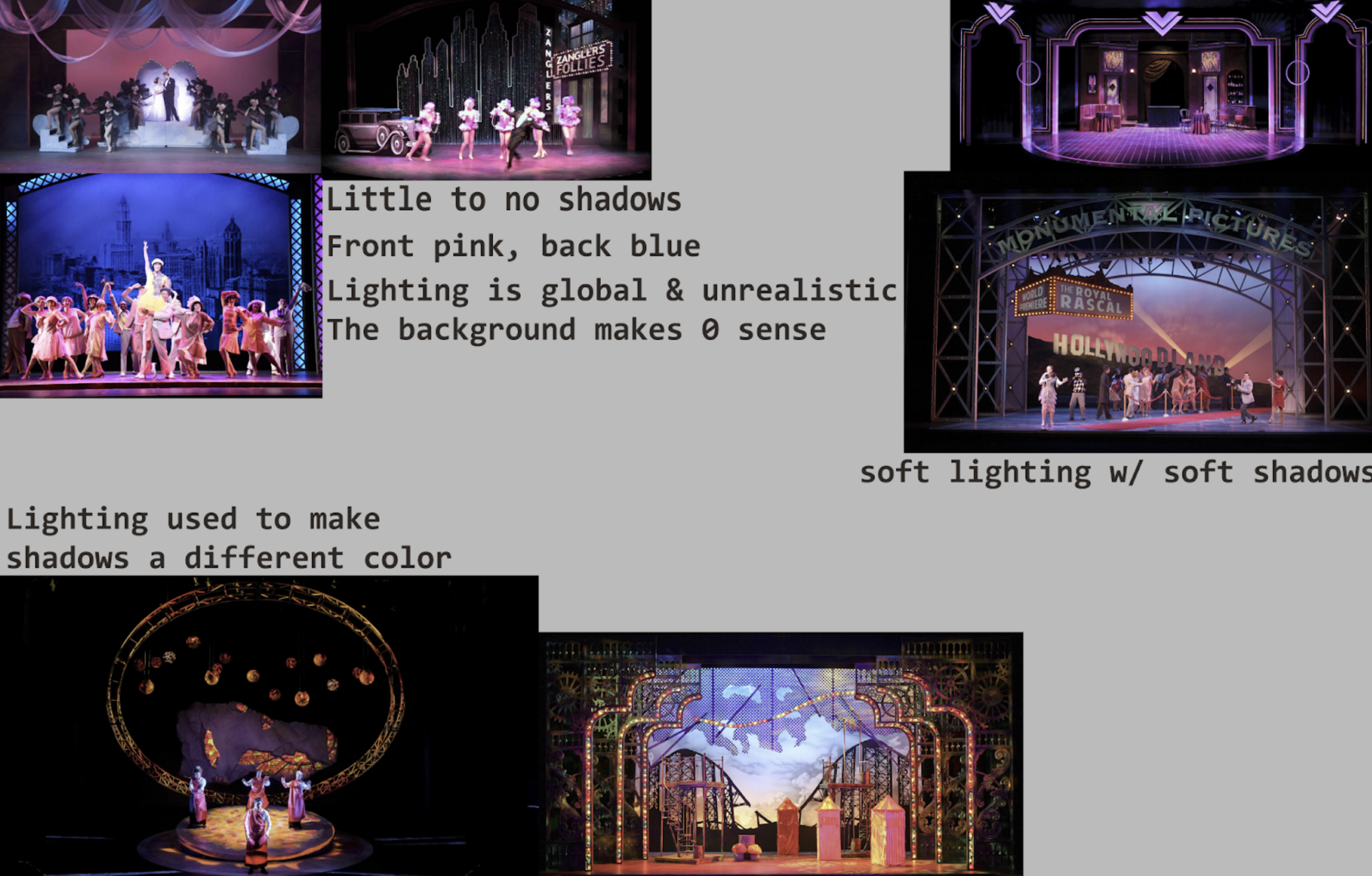Design guide for positive dream-like lighting with a focus on pink and blue lights with soft shadows