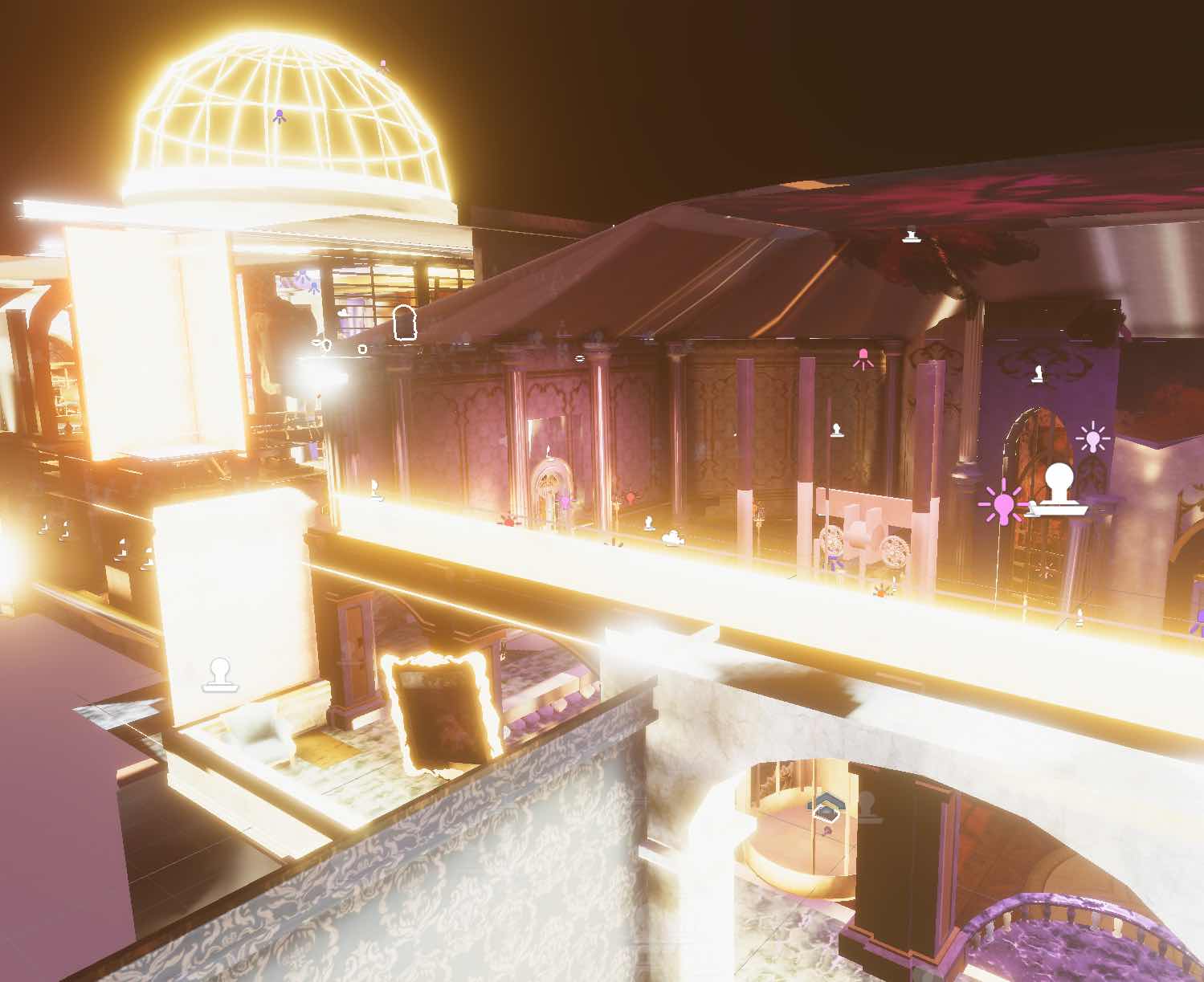 External view of game scene with overly bright lighting affecting some elements